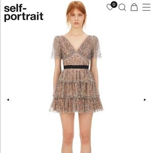 Grey Leaf Sequin Mini Dress